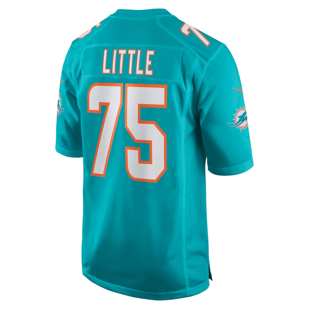 Johmsee M.Dolphins #75 Greg Little Aqua Game Jersey