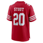 Johmsee SF.49ers #20 Upton Stout Scarlet Team Game Jersey