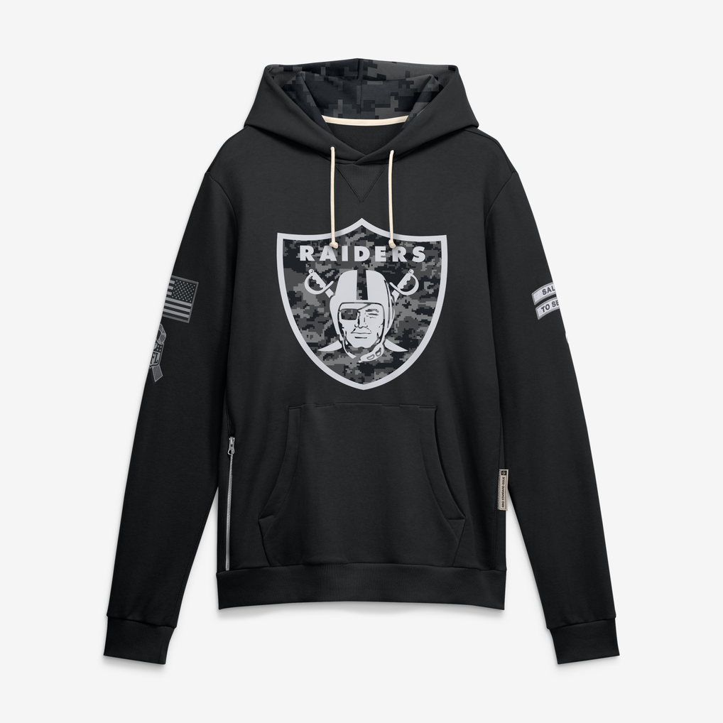 Johmsee LV.Raiders Black 2026 Salute to Service Sideline Dri-FIT Pullover Hoodie Jerseys