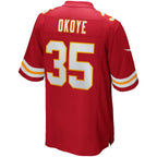 Johmsee KC.Chiefs #35 Christian Okoye Red Game Retired Player Jersey