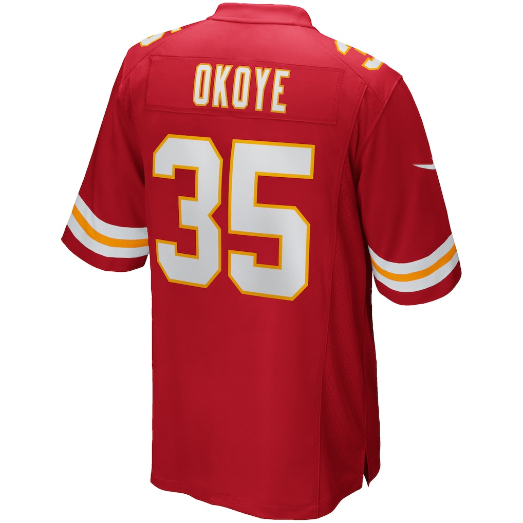 Johmsee KC.Chiefs #35 Christian Okoye Red Game Retired Player Jersey