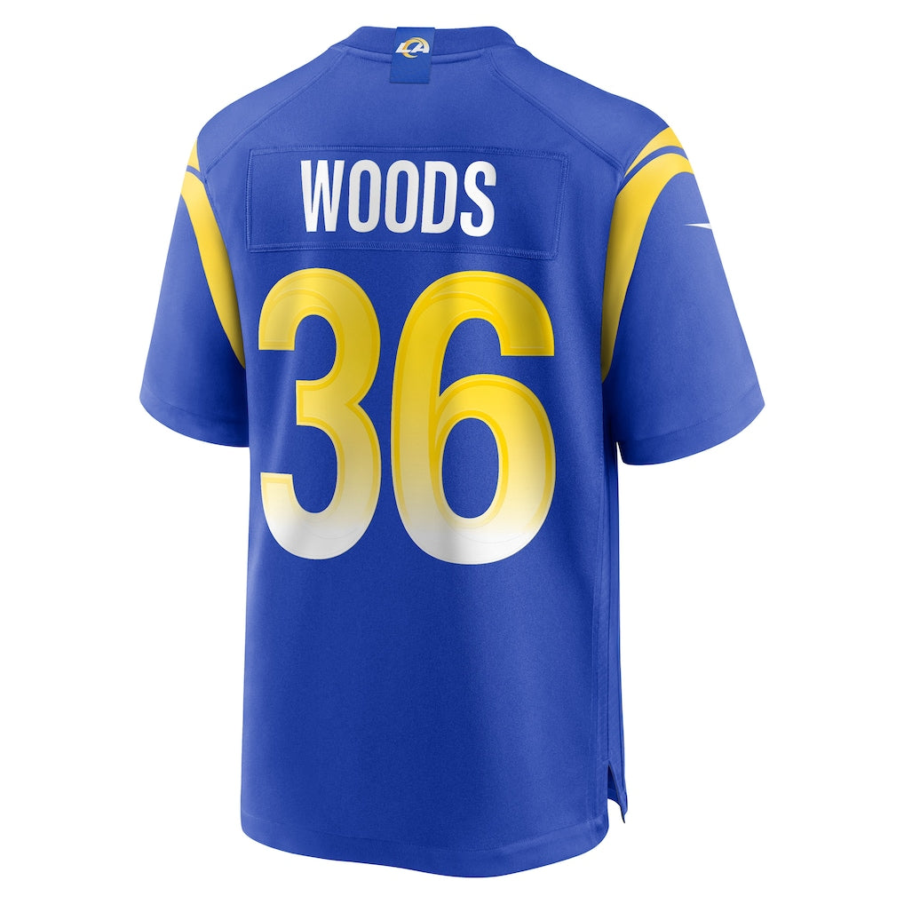 Johmsee LA.Rams #36 Charles Woods Royal Game Jersey