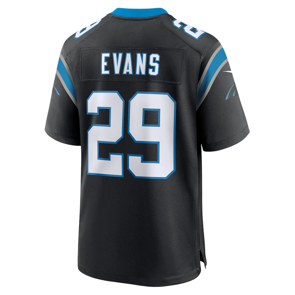 Johmsee C.Panthers #29 Akayleb Evans Black Team Game Jersey