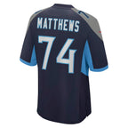 Johmsee T.Titans #74 Bruce Matthews Navy Retired Player Jersey