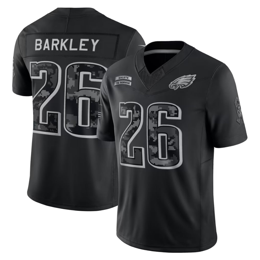 Johmsee P.Eagles #26 Saquon Barkley Player Black Limited 2026 Salute to Service Home Game Stitched Jerseys