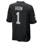 Johmsee LV.Raiders #1 Groom Black Game Jersey