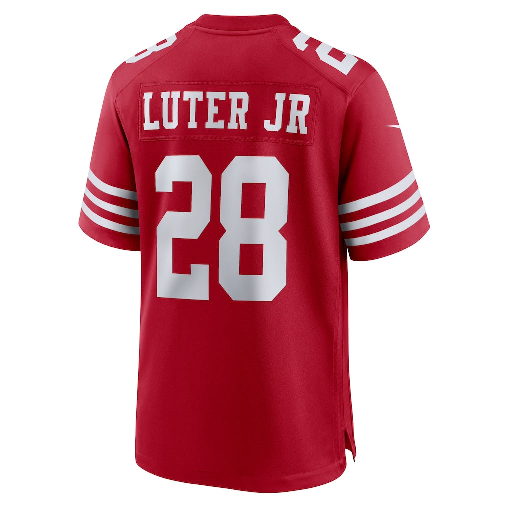 Johmsee SF.49ers #28 Darrell Luter Jr. Scarlet Game Jersey