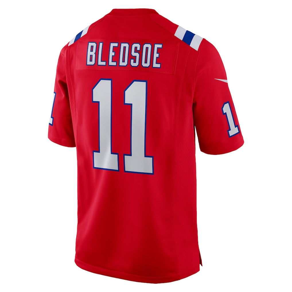 Johmsee NE.Patriots #11 Drew Bledsoe Red Retired Player Alternate Game Jersey