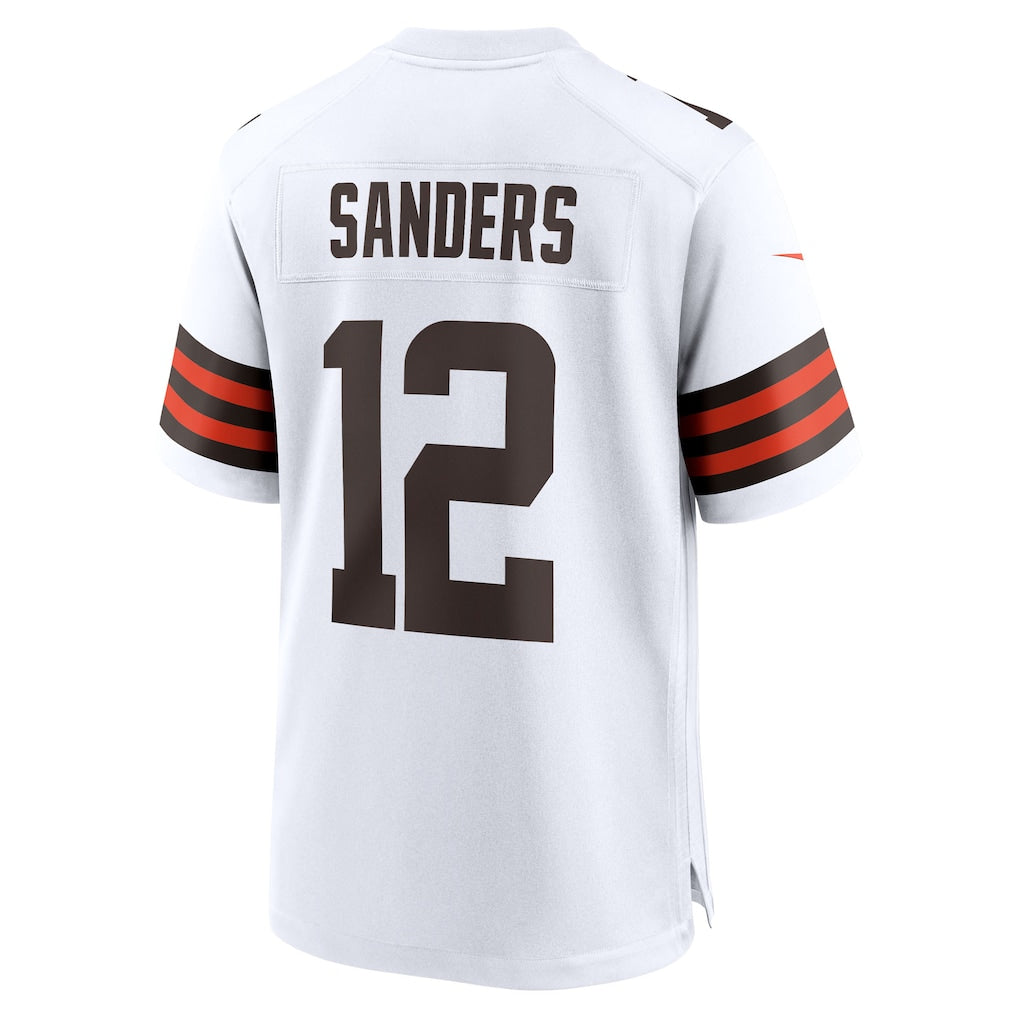 Johmsee C.Browns #12 Shedeur Sanders White 2025 NFL Draft Game Jersey