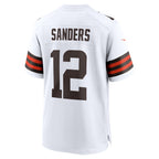 Johmsee C.Browns #12 Shedeur Sanders White 2025 NFL Draft Game Jersey