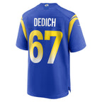 Johmsee LA.Rams #67 Justin Dedich Royal Game Jersey