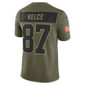 Johmsee KC.Chiefs #87 Travis Kelce Olive 2025 Salute to Service Limited Jersey