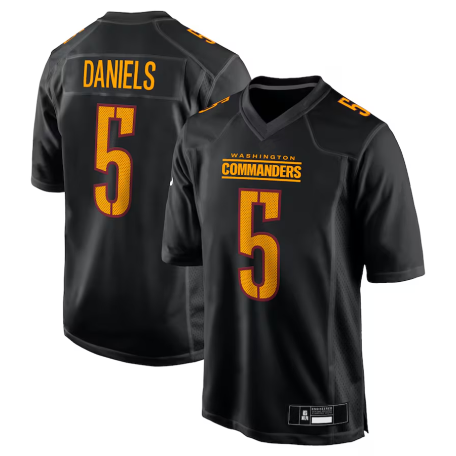 Johmsee #5 Jayden Daniels Player W.Commanders Carbon Black Fashion Stitched Jerseys