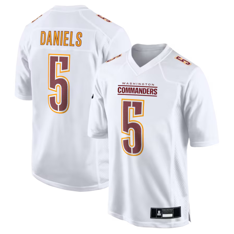 Johmsee #5 Jayden Daniels Player W.Commanders Tundra White Fashion Stitched Jerseys