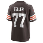 Johmsee C.Browns #77 Wyatt Teller Brown Game Jersey
