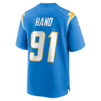 Johmsee LA.Chargers #91 Da'Shawn Hand Powder Blue Team Game Jersey