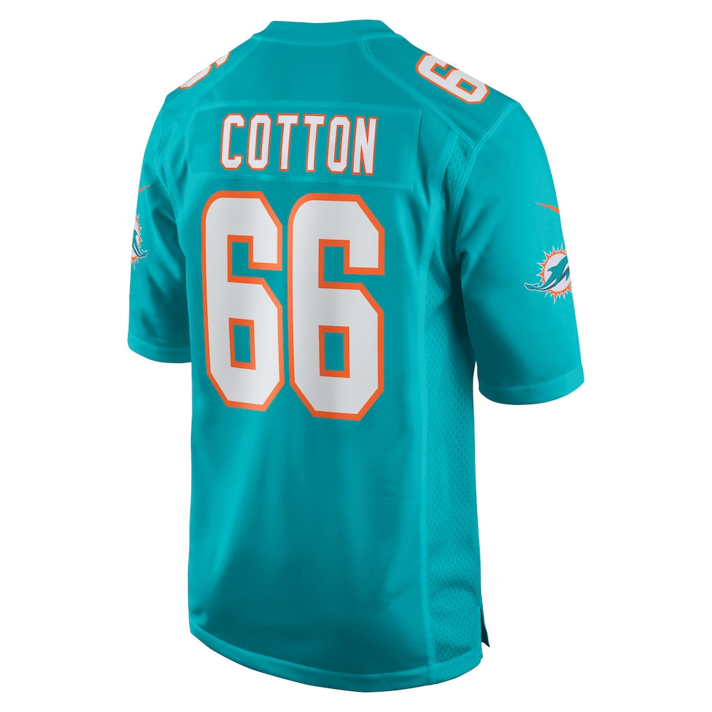 Johmsee M.Dolphins #66 Lester Cotton Sr. Aqua Home Game Player Jersey