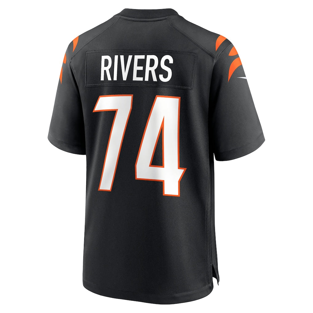 Johmsee C.Bengals #74 Jalen Rivers Black Team Game Jersey
