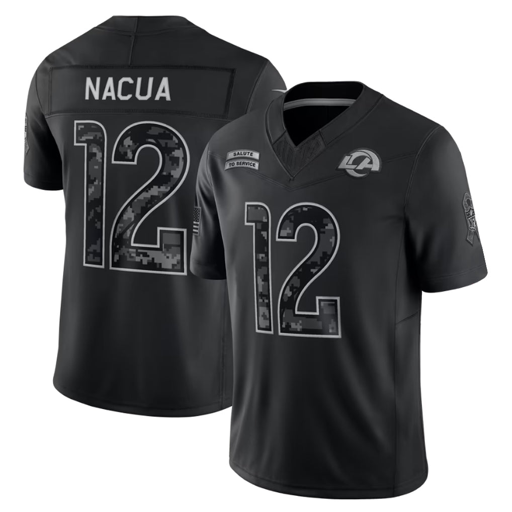 Johmsee LA.Rams #12 Puka Nacua Player Black Limited 2026 Salute to Service Home Game Stitched Jerseys