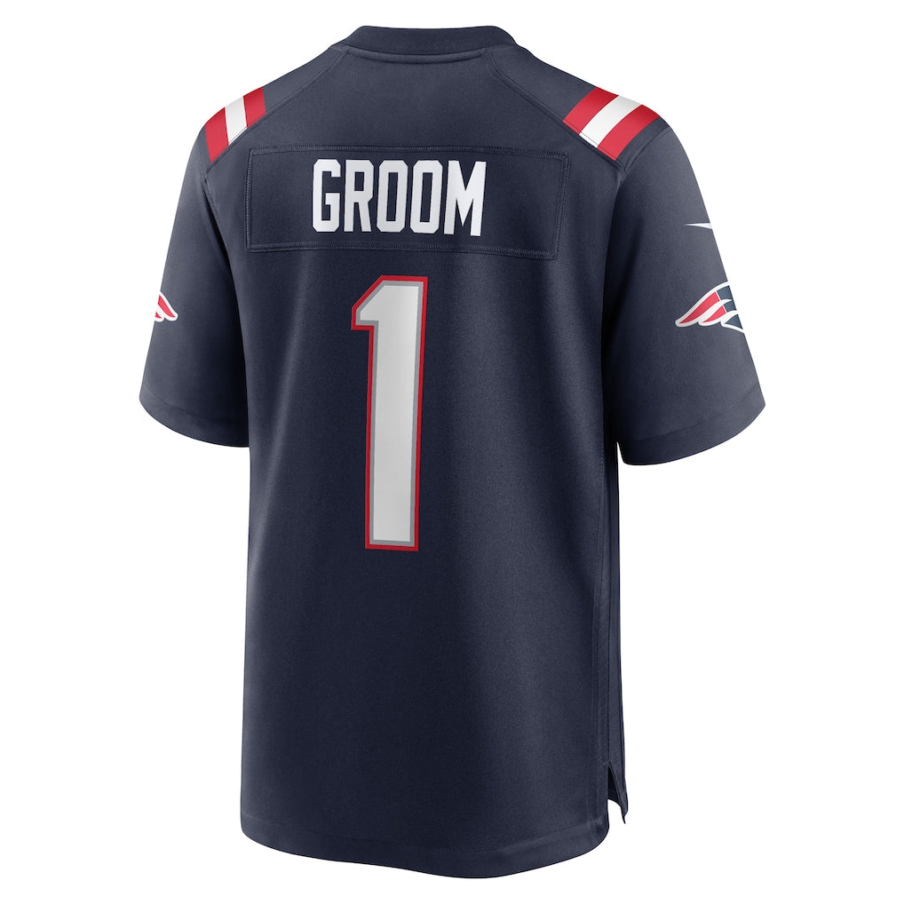 Johmsee NE.Patriots #1 Groom Navy Game Jersey