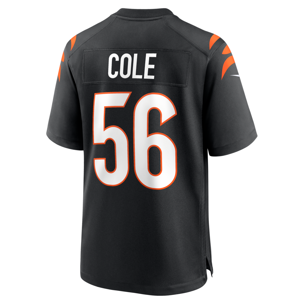 Johmsee C.Bengals #56 Myles Cole Black Team Game Jersey