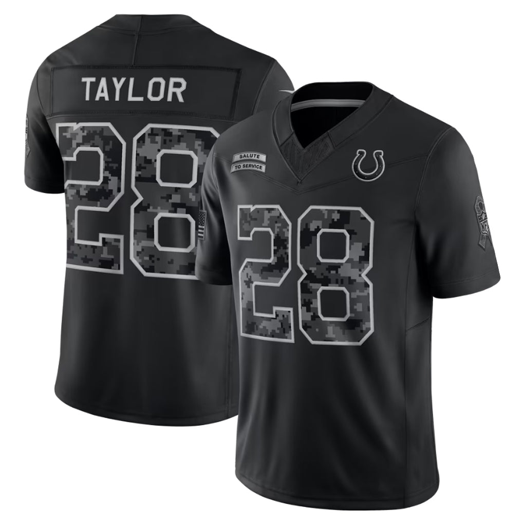 Johmsee IN.Colts #28 Jonathan Taylor Player Black Limited 2026 Salute to Service Home Game Stitched Jerseys