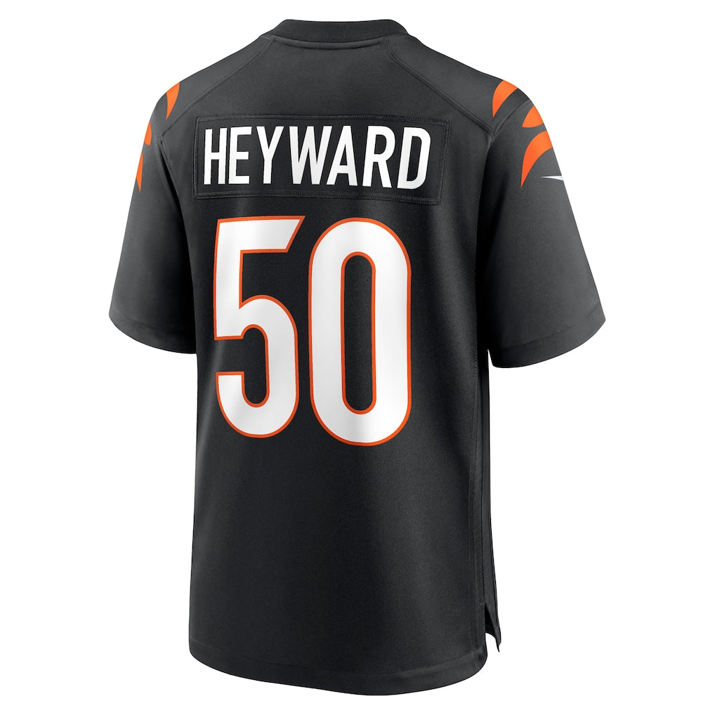 Johmsee C.Bengals #50 Shaka Heyward Black Team Game Jersey