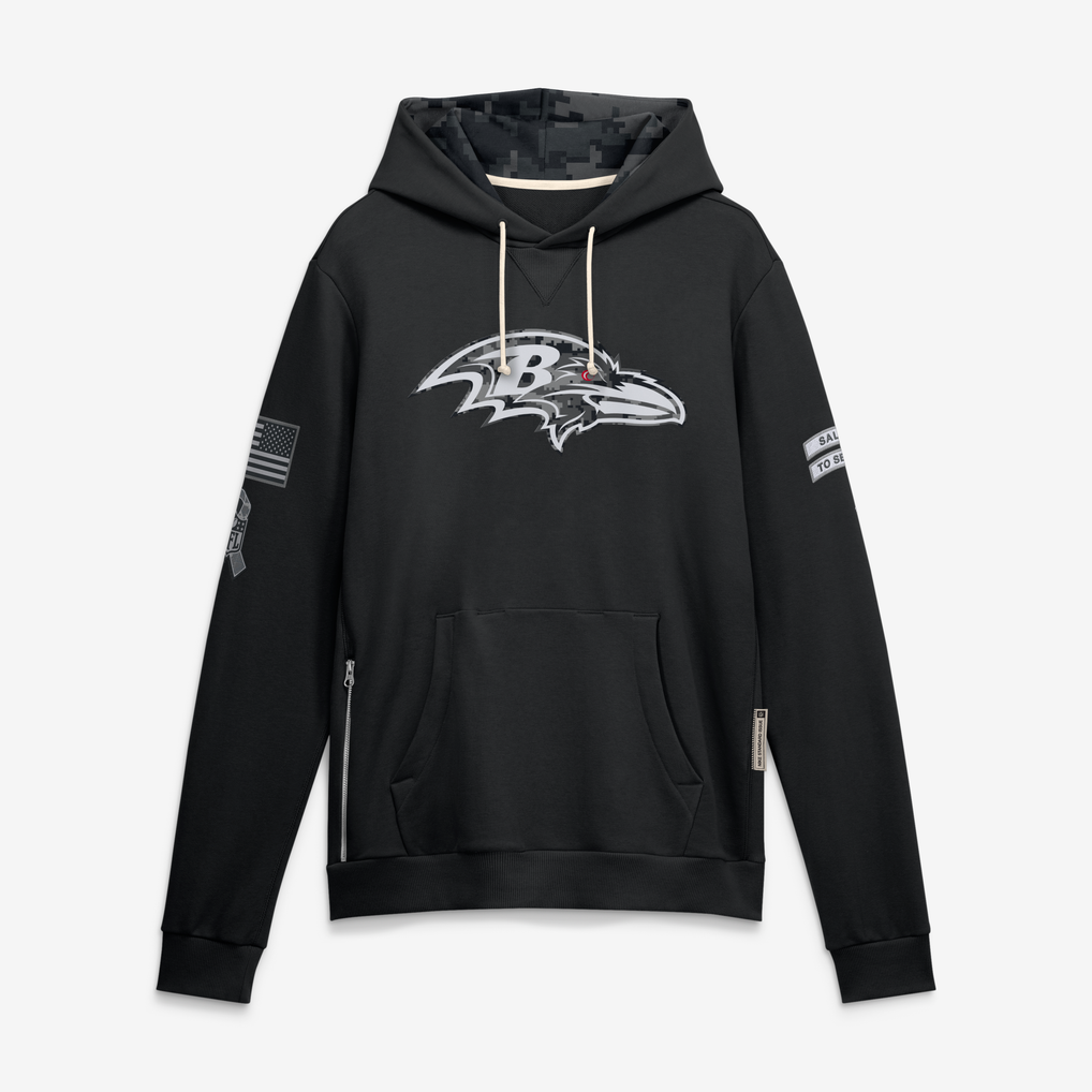 Johmsee B.Ravens Black 2026 Salute to Service Sideline Dri-FIT Pullover Hoodie Jerseys