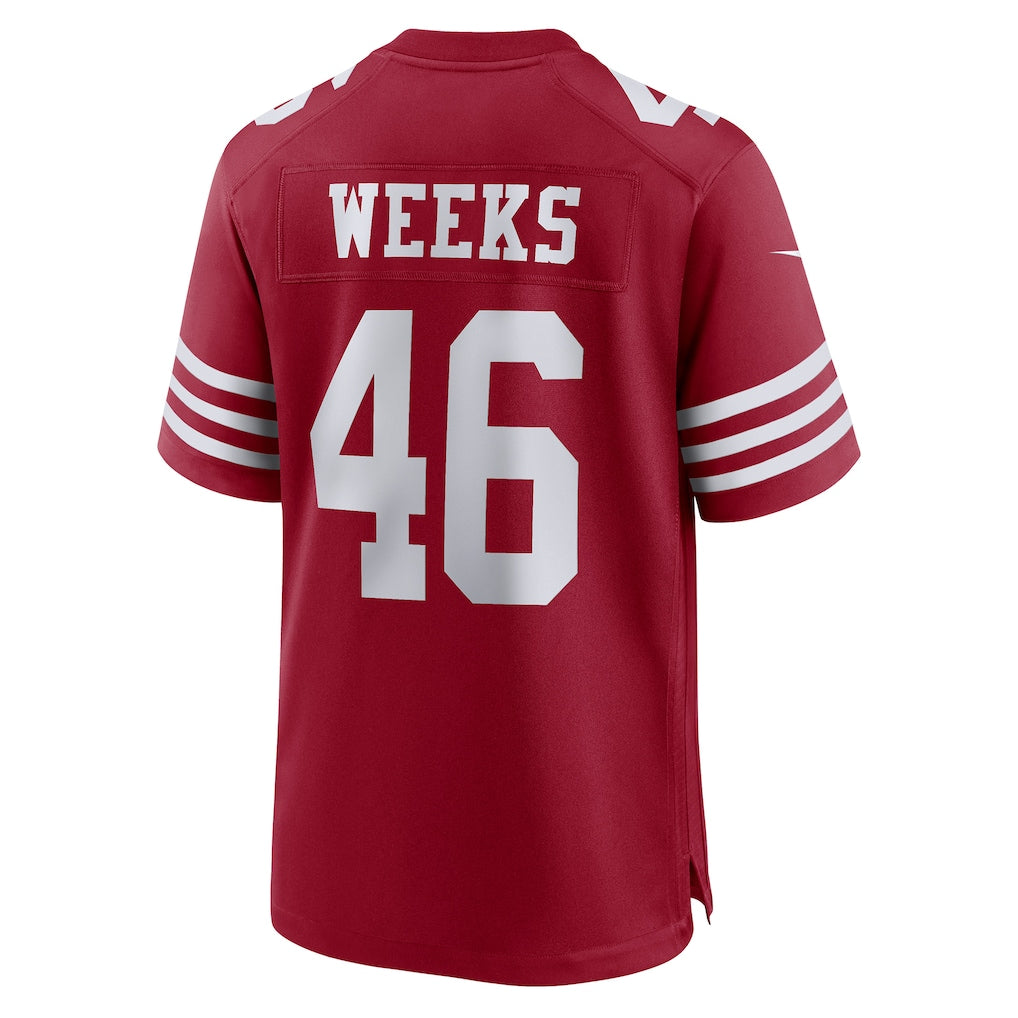 Johmsee SF.49ers #46 Jon Weeks Scarlet Team Game Jersey