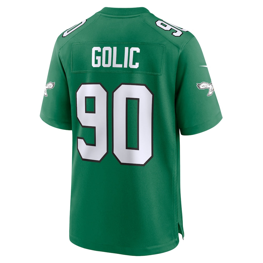 Johmsee P.Eagles #90 Mike Golic Kelly Green Retired Player Alternate Game Jersey