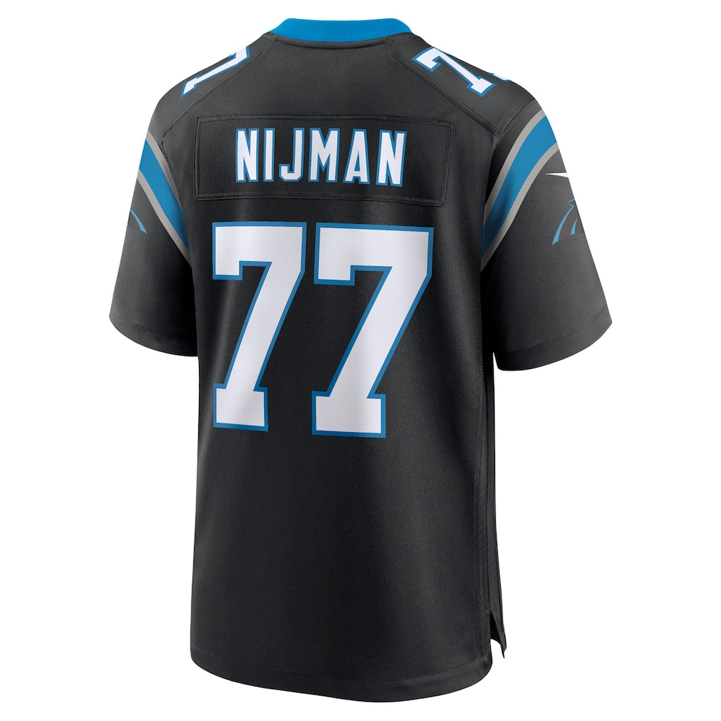Johmsee C.Panthers #77 Yosh Nijman Black Game Jersey
