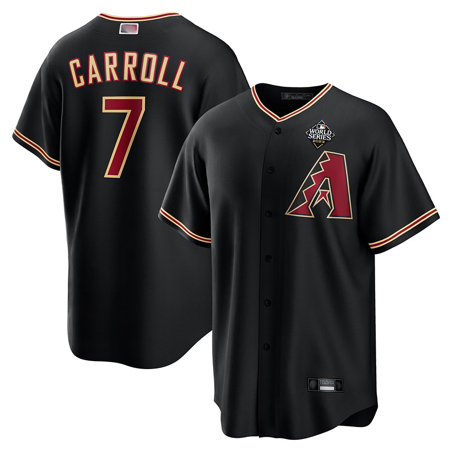Johmsee A.Diamondbacks #7 Corbin Carroll Player Black World Series Replica Personalized Stitched Jerseys