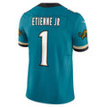 Johmsee J.Jaguars #1 Travis Etienne Jr Teal Prowler Throwback Vapor F.U.S.E. Limited Jersey