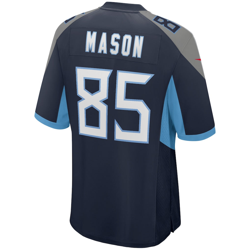 Johmsee T.Titans #85 Derrick Mason Navy Game Retired Player Jersey