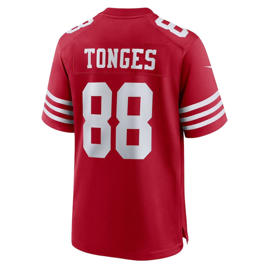 Johmsee SF.49ers #88 Jake Tonges Scarlet Team Game Jersey