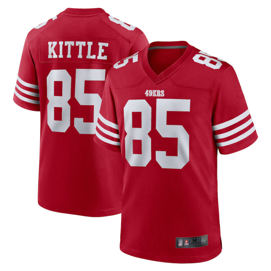 Johmsee SF.49ers #85 George Kittle Player Scarlet Player Game Stitched Jerseys