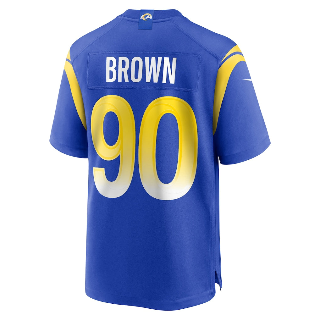 Johmsee LA.Rams #90 Earnest Brown IV Royal Team Game Jersey