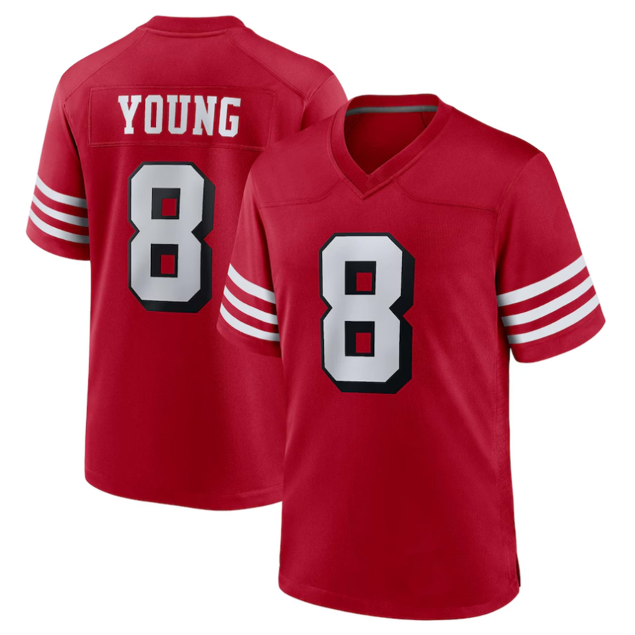 Johmsee #8 Steve Young Player SF.49ers Scarlet Alternate Game Stitched Jerseys