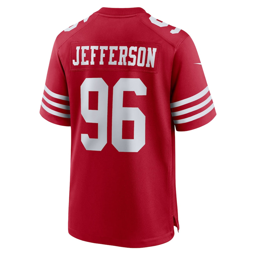 Johmsee SF.49ers #96 Jordan Jefferson Scarlet Team Game Jersey
