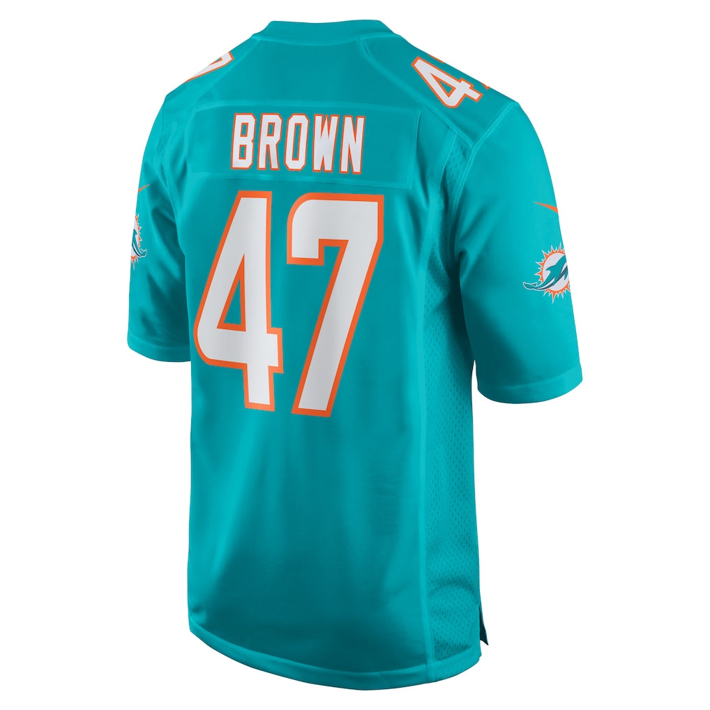 Johmsee M.Dolphins #47 Cam Brown Aqua Game Jersey