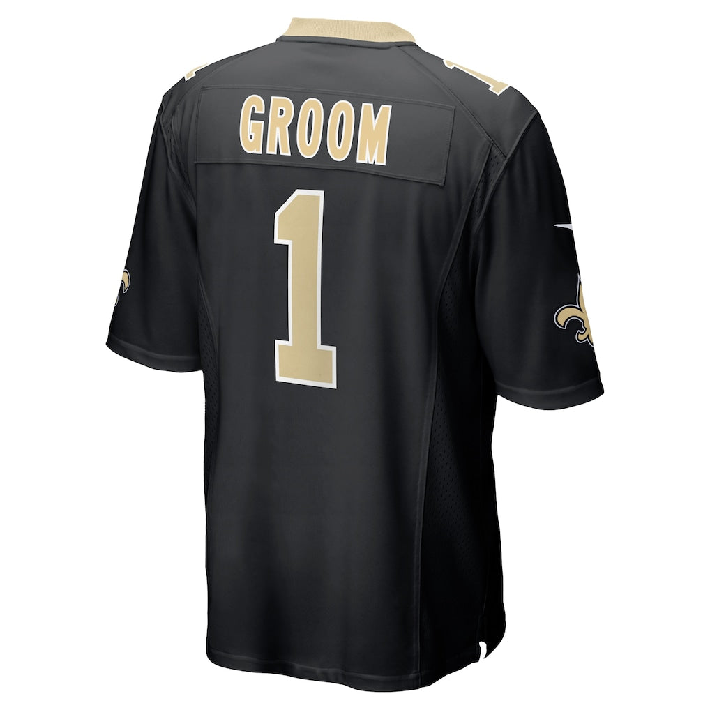 Johmsee NO.Saints #1 Groom Black Game Jersey
