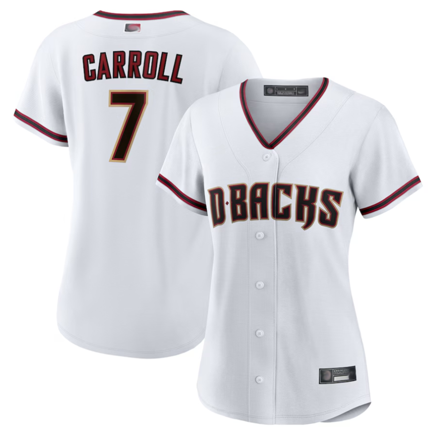 Johmsee A.Diamondbacks #7 Corbin Carroll Player White Home Replica Personalized Stitched Jerseys