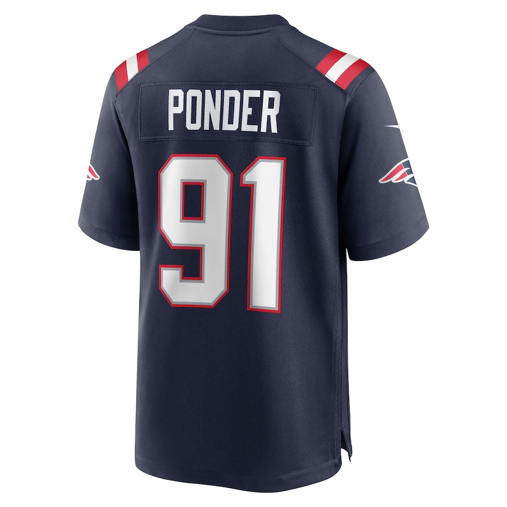 Johmsee NE.Patriots #91 Elijah Ponder Navy Team Game Jersey