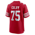 Johmsee SF.49ers #75 Connor Colby Scarlet Team Game Jersey
