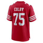 Johmsee SF.49ers #75 Connor Colby Scarlet Team Game Jersey