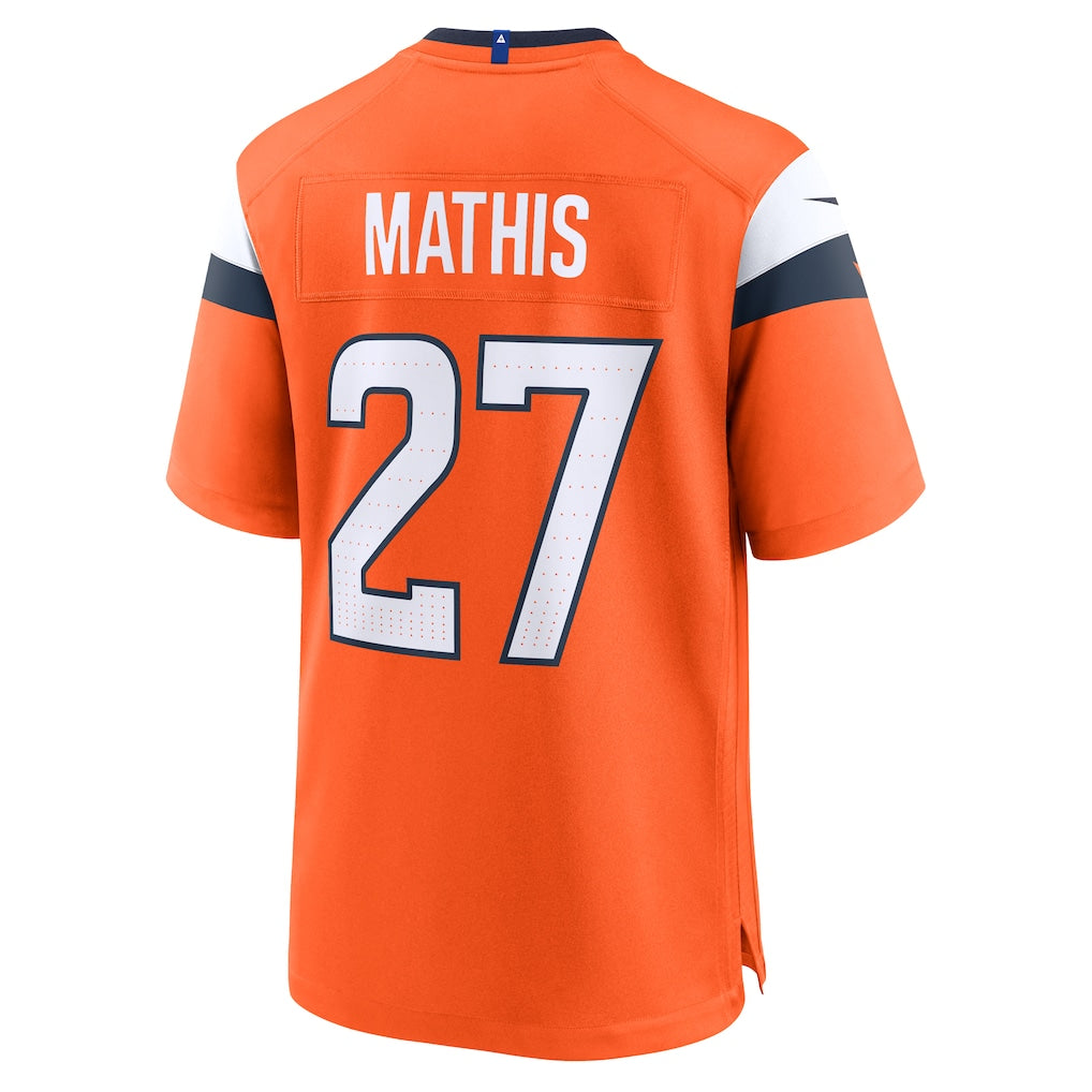 Johmsee D.Broncos #27 Damarri Mathis Orange Team Game Jersey