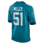 Johmsee J.Jaguars #51 Ventrell Miller Teal Game Jersey