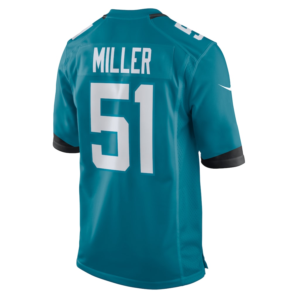 Johmsee J.Jaguars #51 Ventrell Miller Teal Game Jersey