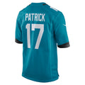 Johmsee J.Jaguars #17 Tim Patrick Teal Team Game Jersey