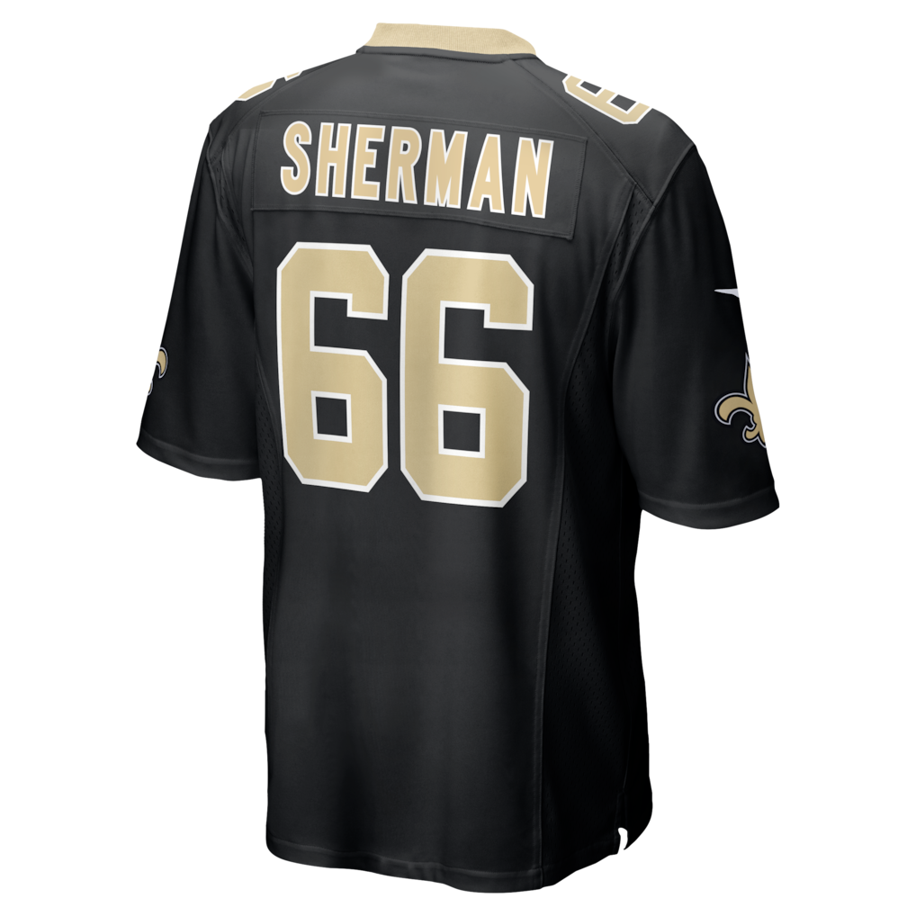 Johmsee NO.Saints #66 William Sherman Black Team Game Jersey